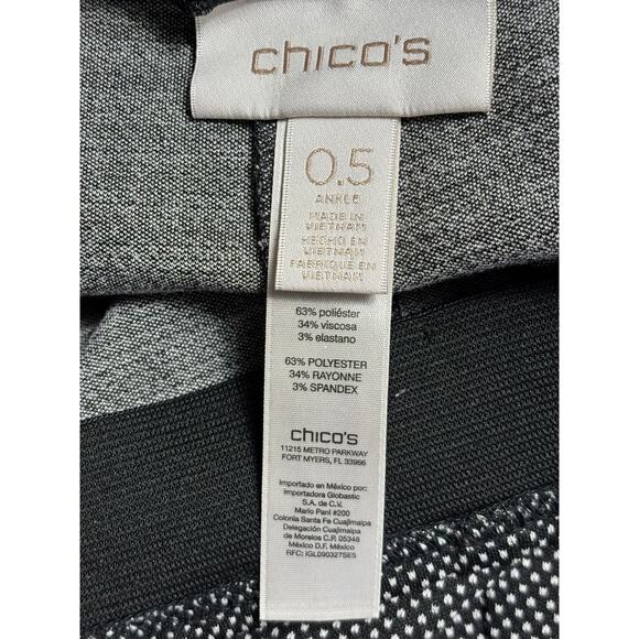Chico's Double Dot Ponte Ankle Pants Womens US Size 6 Black Pull On Houndstooth - Picture 3 of 8